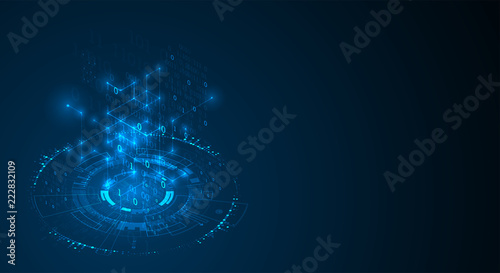 Abstract circle technology concept. Circuit board, high computer color background.