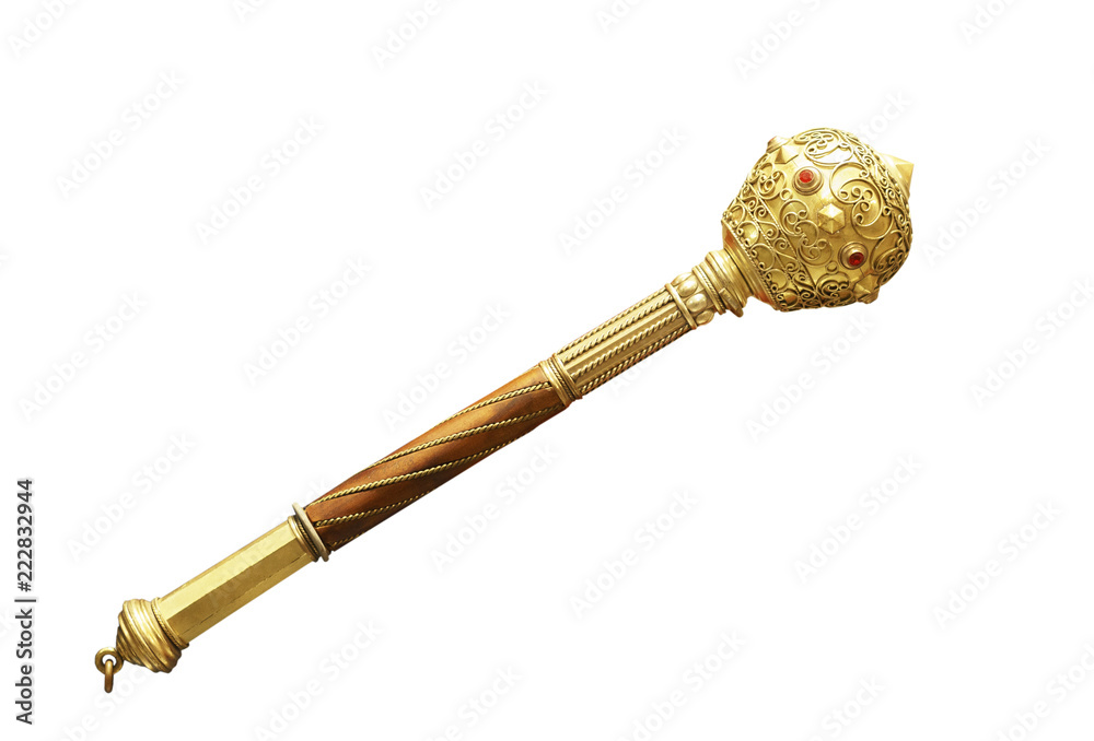 Ancient gold mace isolated Stock Photo Adobe Stock