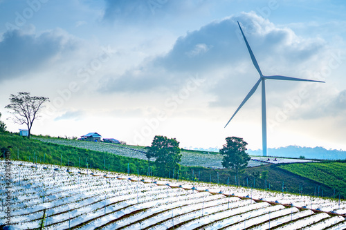 Wind turbine on hills for electric generator