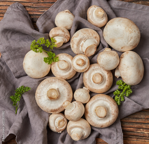 Whole button mushrooms background