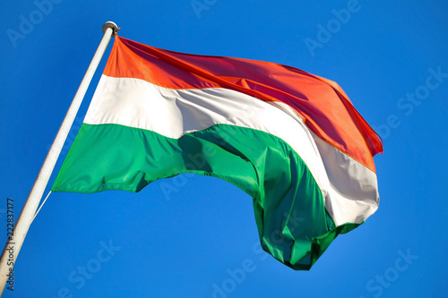 Valokuvatapetti Flag of Hungary in the Wind