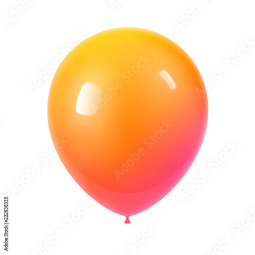 3d Realistic Colorful Balloon. Birthday balloon for party and celebrations.  Isolated on white Background. Vector Illustration