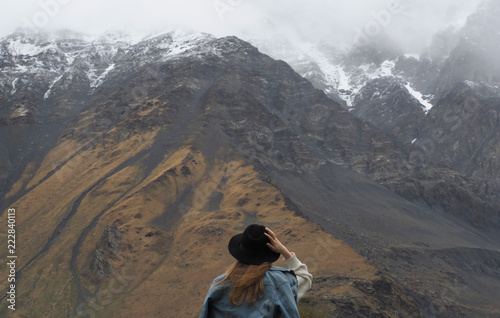 Woman in Kazbeghi Mountains (Georgia country)