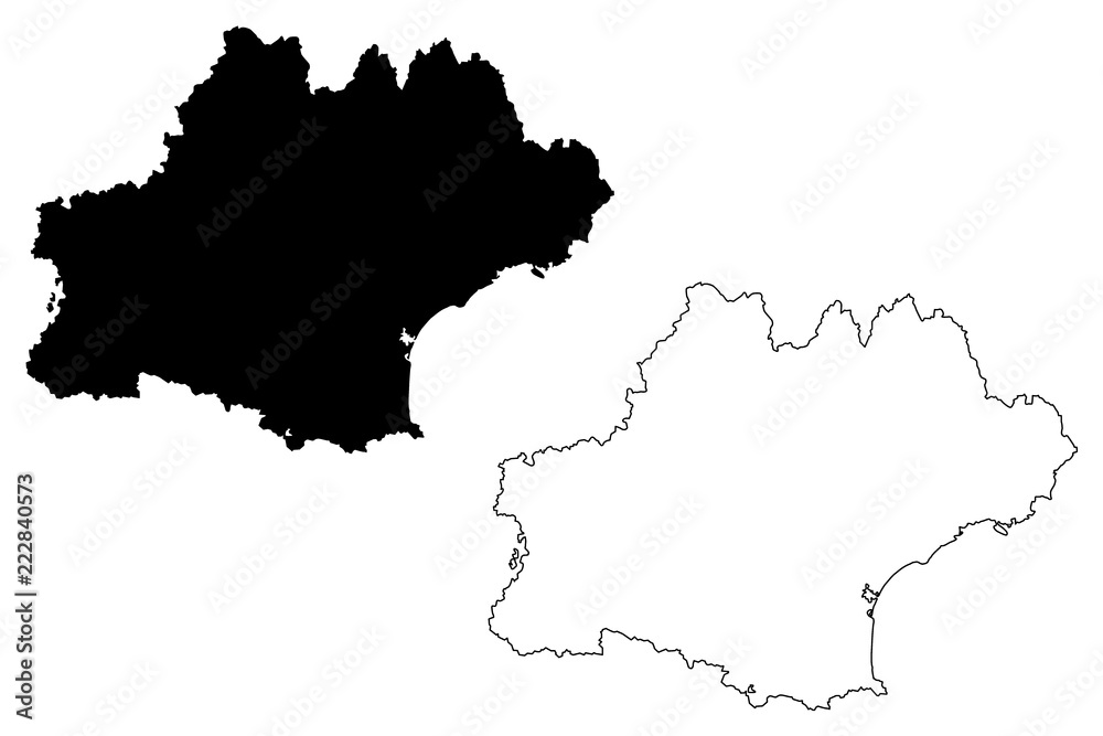Occitanie (France, administrative region) map vector illustration, scribble sketch Occitania map