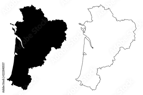 Nouvelle-Aquitaine (France, administrative region) map vector illustration, scribble sketch Nouvelle-Aquitaine (Aquitaine, Limousin and Poitou-Charentes) map