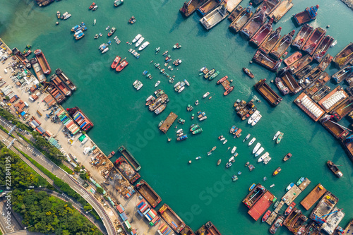 Photography Top view of typhoon shelter
