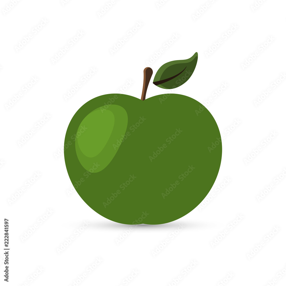 Green apple with a leaf. Vector illustration on white background. Green apple with a leaf. Vector illustration on white background.