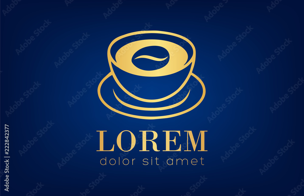 Obraz premium Cup logo. Dishes gold vector.