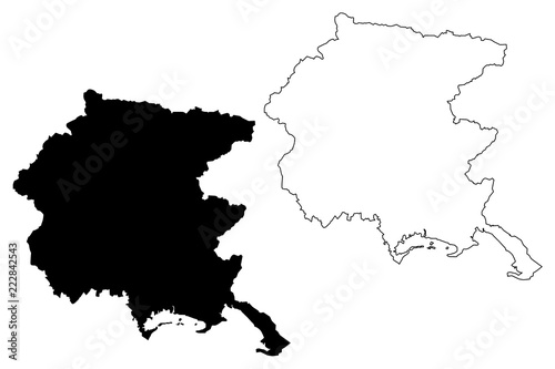 Friuli-Venezia Giulia (Autonomous region of Italy) map vector illustration, scribble sketch Friuli-Venezia Giulia map