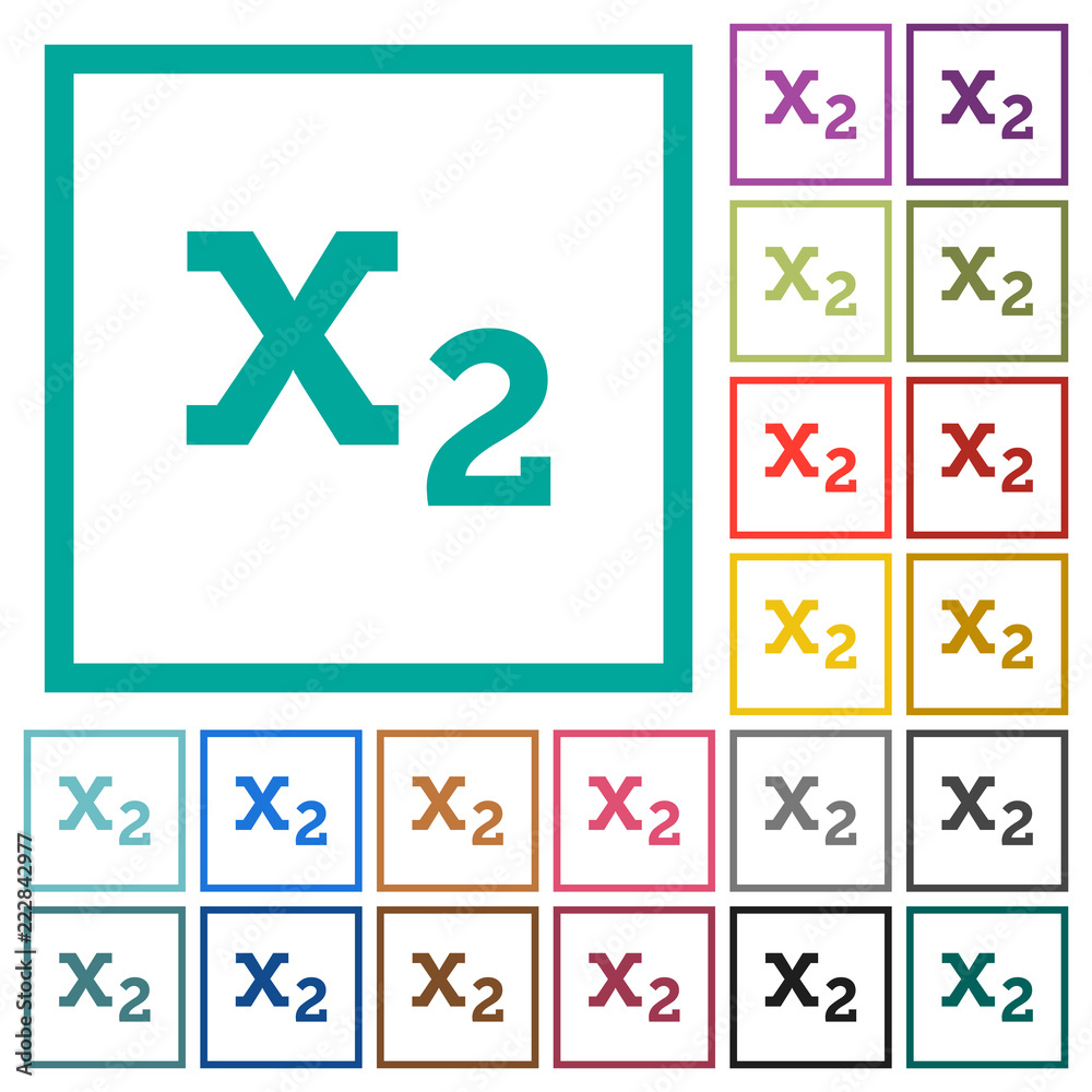Subscript flat color icons with quadrant frames Subscript flat color icons with quadrant frames