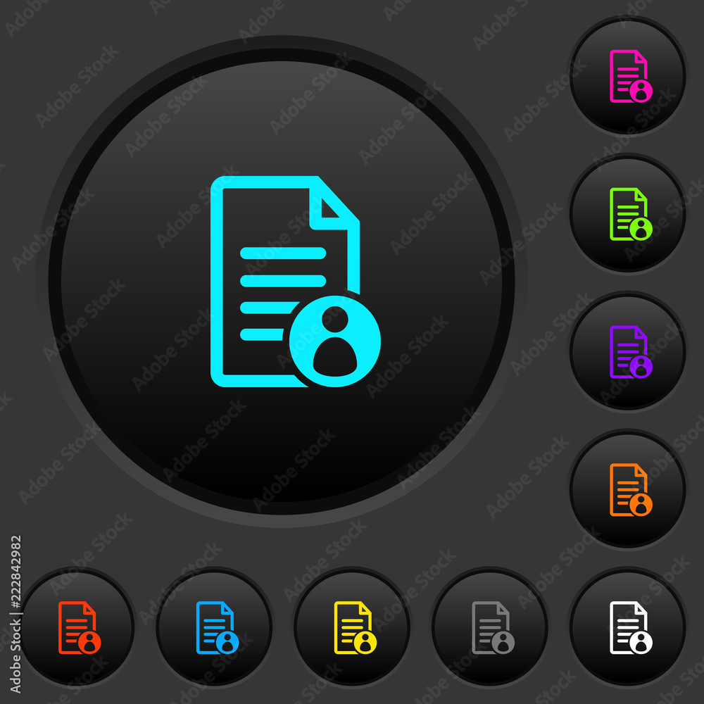 Document owner dark push buttons with color icons Document owner dark push buttons with color icons