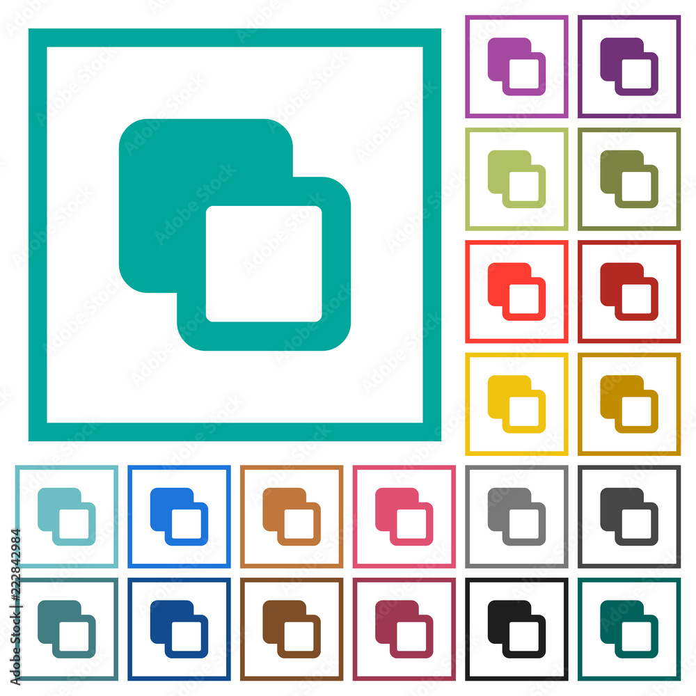 Subtract shapes flat color icons with quadrant frames Subtract shapes flat color icons with quadrant frames