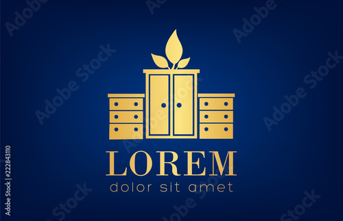 wardrobe and bedside tables logo vector