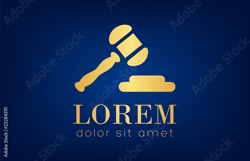 Gavel logo vector. Logo design vector illustration.