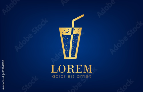 glass of lemonade with a straw logo vector