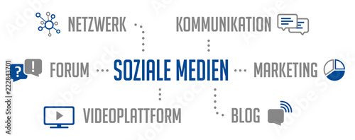 Soziale Medien Infografik Blau