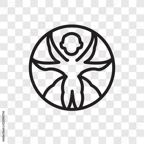 Vitruvian man vector icon isolated on transparent background, Vitruvian man logo design