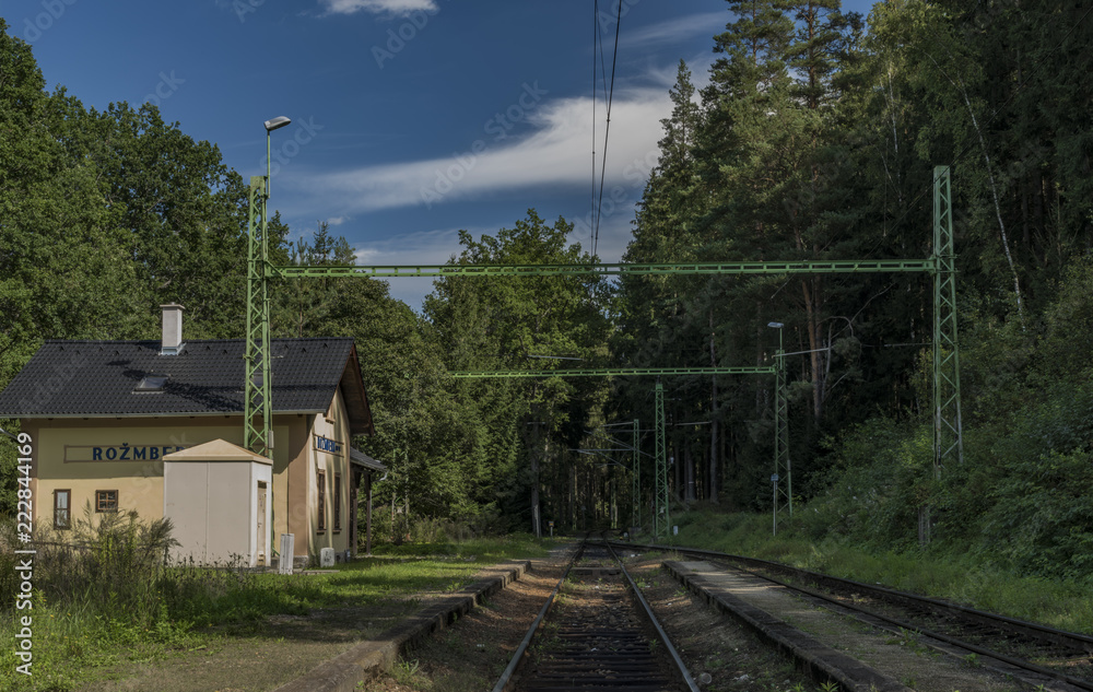 Station Rozmberk nad Vltavou in hot summer day Station Rozmberk nad Vltavou in hot summer day