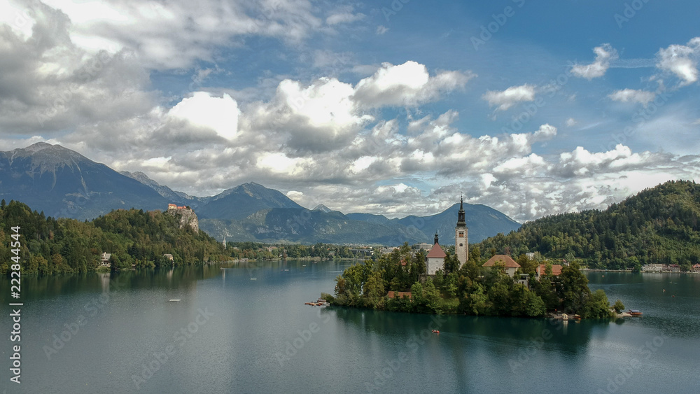 Fototapeta premium Aerial view of Bled lake in Slovenia