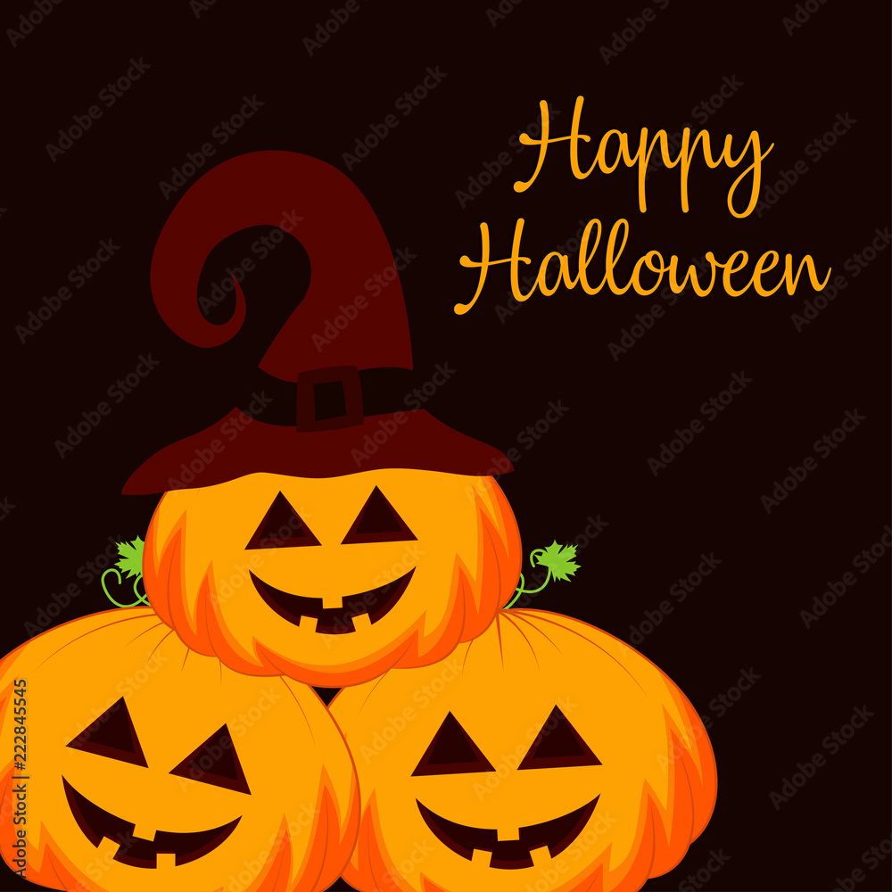 Halloween pumpkins on dark