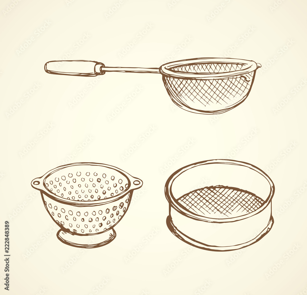 Colander. Vector drawing Stock Vector | Adobe Stock