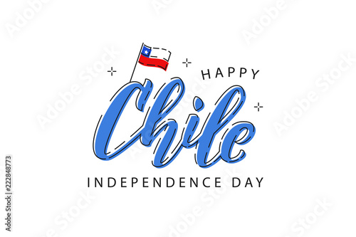 Vector realistic isolated typography logo for Independence Day in Chile with thin line art design for decoration and covering on the white background. Concept of Felices Fiestas Patrias.