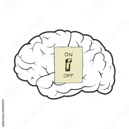vector illustration of a switch that turns on and off the brains