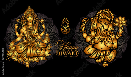 Happy Diwali Lakshmi and Ganesha