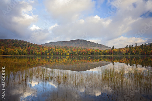 Tranquil moment in fall colors in the adirondacks