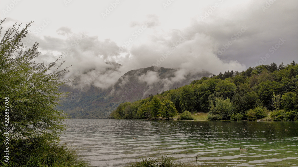 View od Bohinj lake, cloudy day