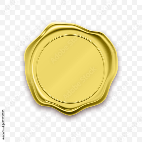 Gold stamp wax seal vector sealing retro label