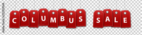 Vector realistic isolated price tags for Columbus Day for decoration and covering on the transparent background. Concept of sale and discount.