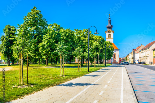 Koprivnica town colorful scenery. / Scenic view at marble city center of Koprivnica town, springtime in Croatia, Europe. photo
