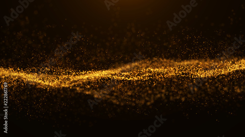 Wave of particles. Abstract particle. Data visualization. Abstract digital background. 4k rendering. photo