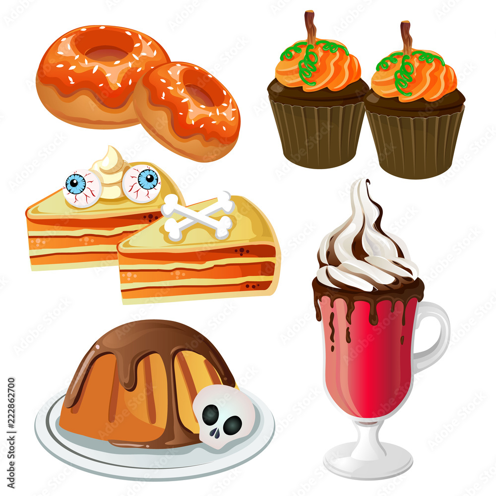 set of delicious halloween food icon set of delicious halloween food icon