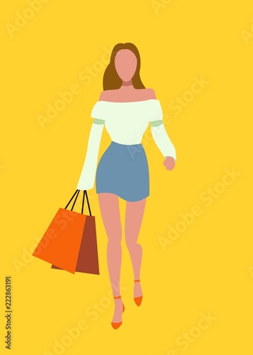 girl with shopping, sale