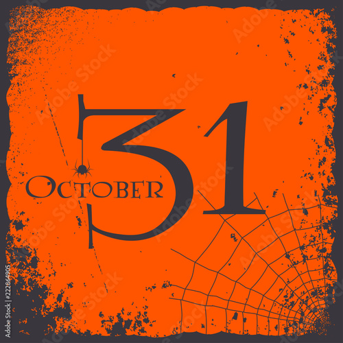Halloween 31 October vintage card logo vector background