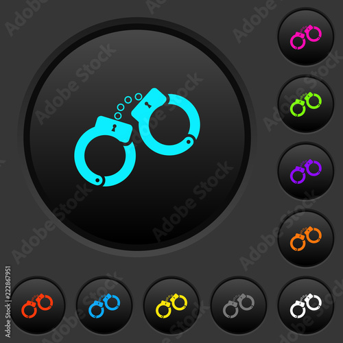 Handcuffs dark push buttons with color icons