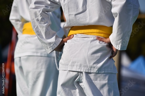Black and colored belts of judo and martial arts