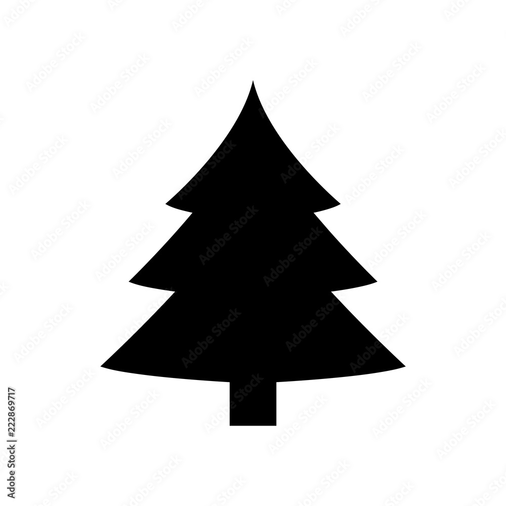 Christmas tree icon, silhouette, logo on white background