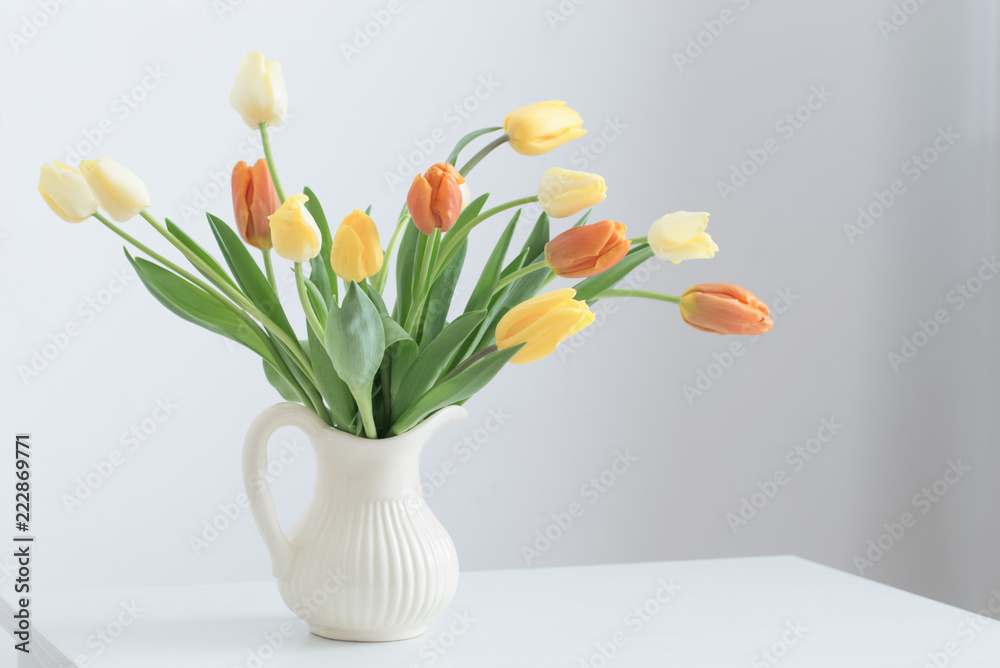 yellow tulips on white background yellow tulips on white background