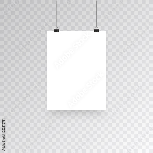 Blank hanging photo frames or poster templates isolated on transparent background. Photo picture hanging, frame paper gallery portfolio illustration vector