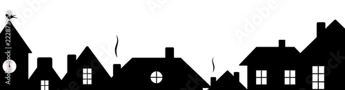 Roofs banner, house border, city silhouette