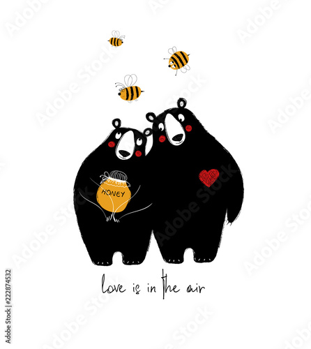 Couple Of Cute Bears In Love.