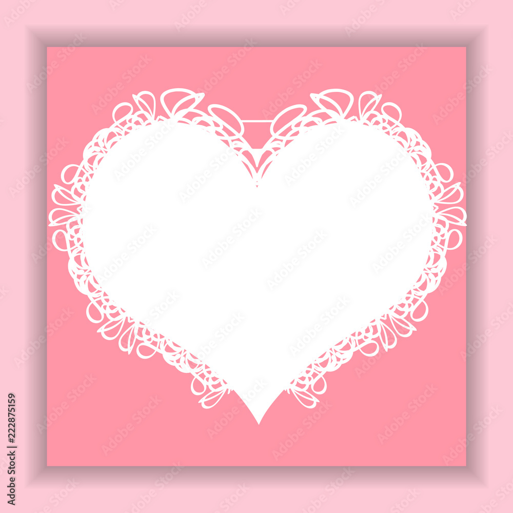 Template for valentines day card with white heart frame Template for valentines day card with white heart frame