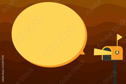 Flat design business Vector Illustration concept template copy space text for Ad website esp isolated 3d isometric. Megaphone in Flag up Mailbox Announcement Direct Marketing Dialog box