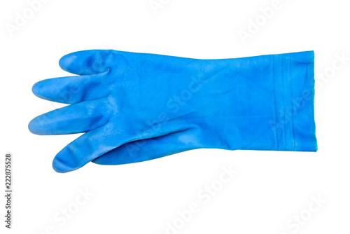 Blue rubber gloves isolated on white background with clipping path.