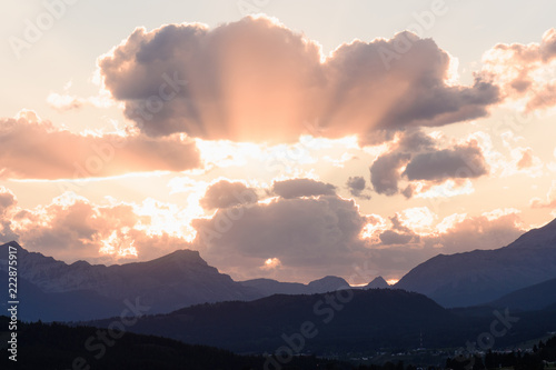 Sun sets over the Canadian Rocky Mountains