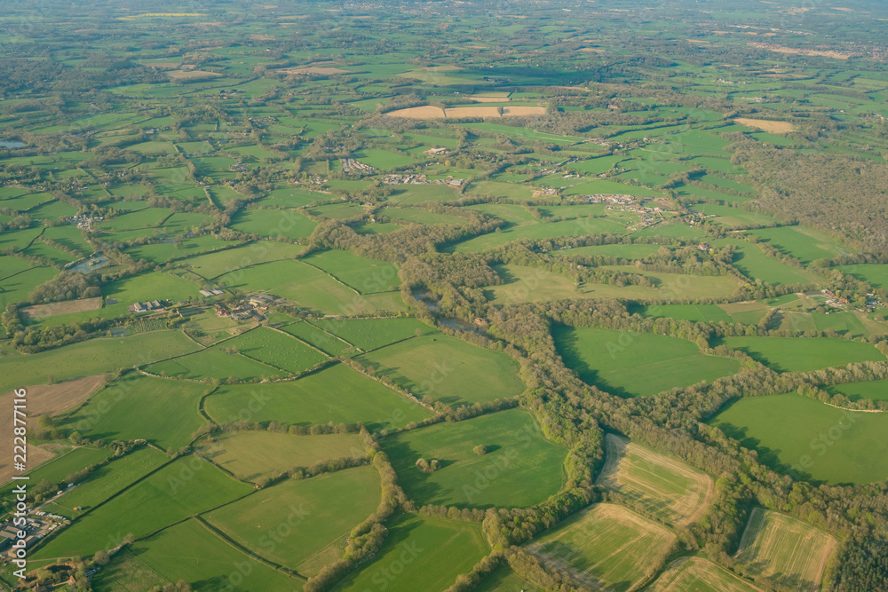 Aerial view of the beautiful landscape around West Sussex
