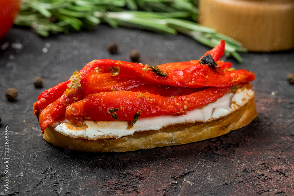 Bruschetta with roasted peppers Bruschetta with roasted peppers